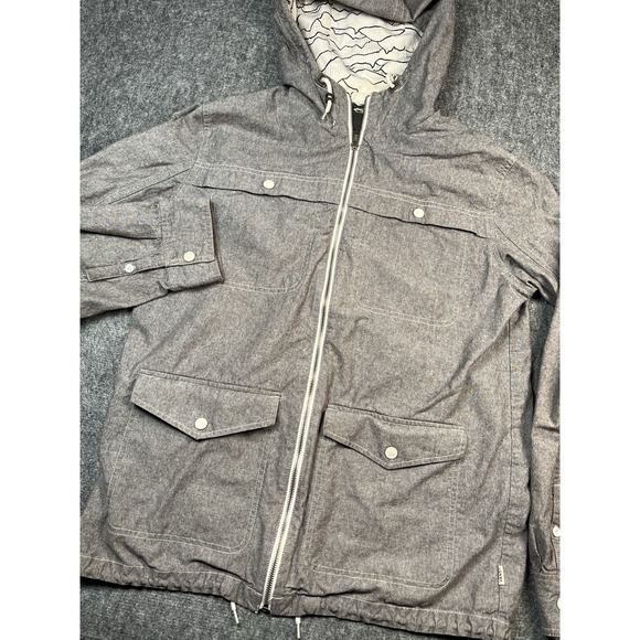 Vans off the wall Chore Jacket Large hoodie Gray Full Zip‎ Pockets Drawstrings